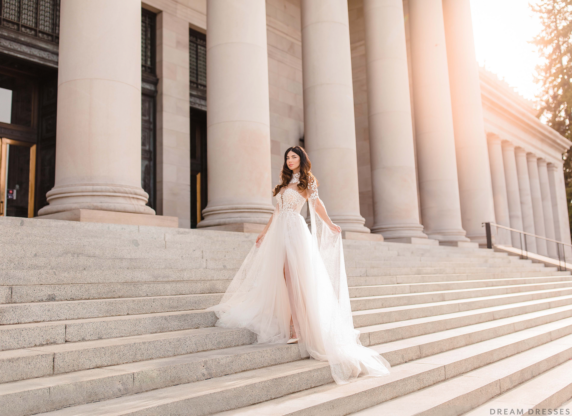 Lace Bridal Cape Sleeves (#CARINA) - Dream Dresses by P.M.N.