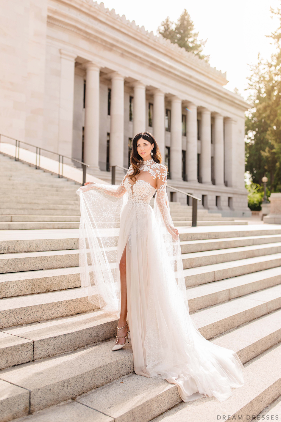 Lace Bridal Cape Sleeves Dream Dresses by P.M.N Dream Dresses by P.M.N