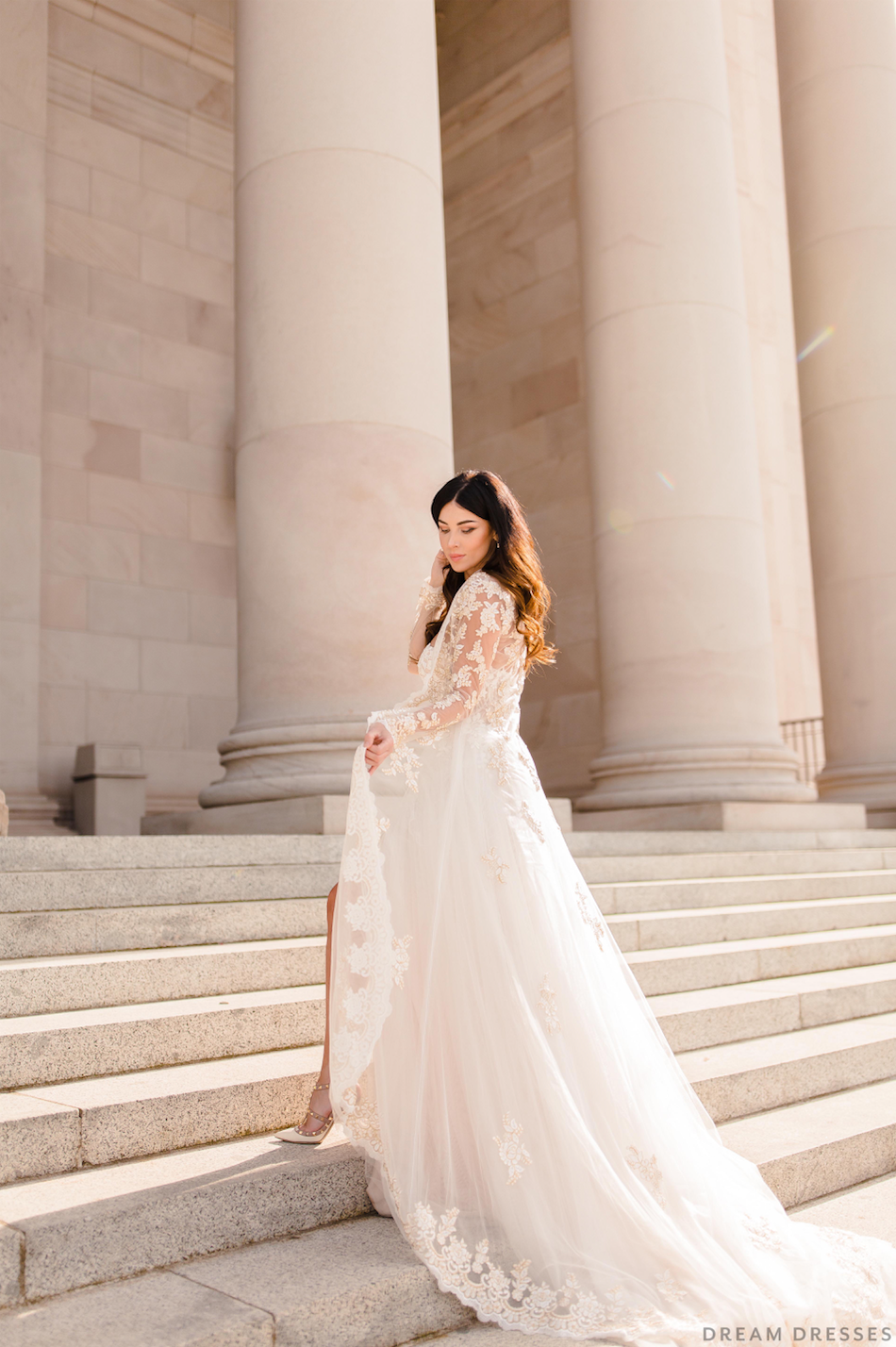 Long Bridal Cape Jacket (#BRISA) - Dream Dresses by P.M.N.