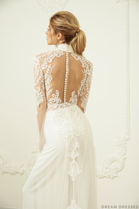 White Bridal Ao Dai | Modern Vietnamese Lace Bridal Dress (#FREYA) - Dream Dresses by P.M.N.