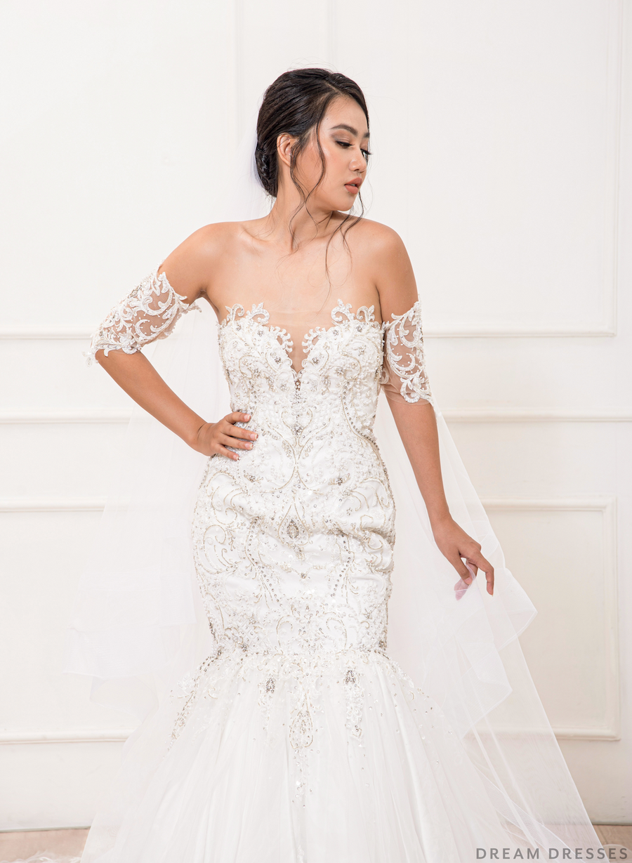 Mermaid Wedding Gown with Rhinestone Crystals (#Miranda) - Dream Dresses by P.M.N.