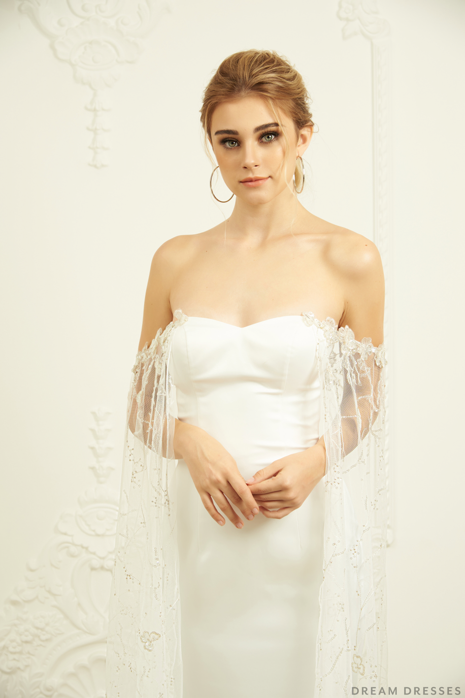 Detachable Bridal Cape Sleeves (#DAVINA) - Dream Dresses by P.M.N.