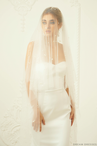 Pearl Bridal Drop Veil (#Eddan) - Dream Dresses by P.M.N.