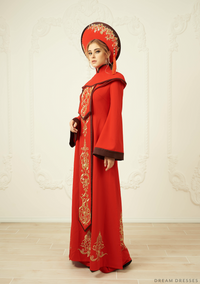 Red and Gold Ao Dai | Vietnamese Bridal Dress (#ARNELLE) - Dream Dresses by P.M.N.