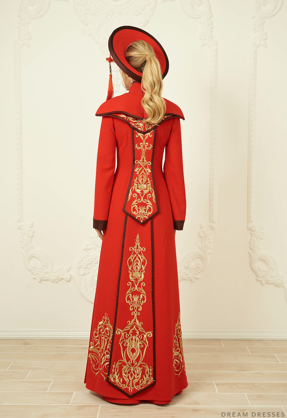Red and Gold Ao Dai | Vietnamese Bridal Dress (#ARNELLE) - Dream Dresses by P.M.N.