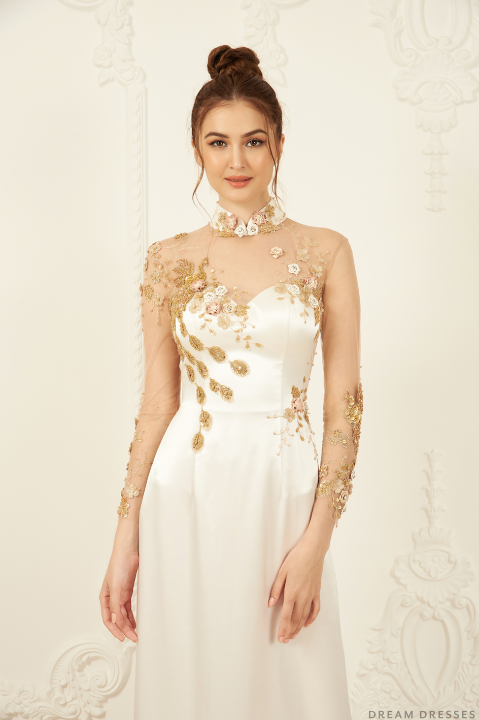 Embellished Bridal Ao Dai | Custom Made Vietnamese Bridal Dress (#ELVERA)
