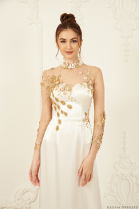 Embellished Bridal Ao Dai | Custom Made Vietnamese Bridal Dress (#ELVERA) - Dream Dresses by P.M.N.