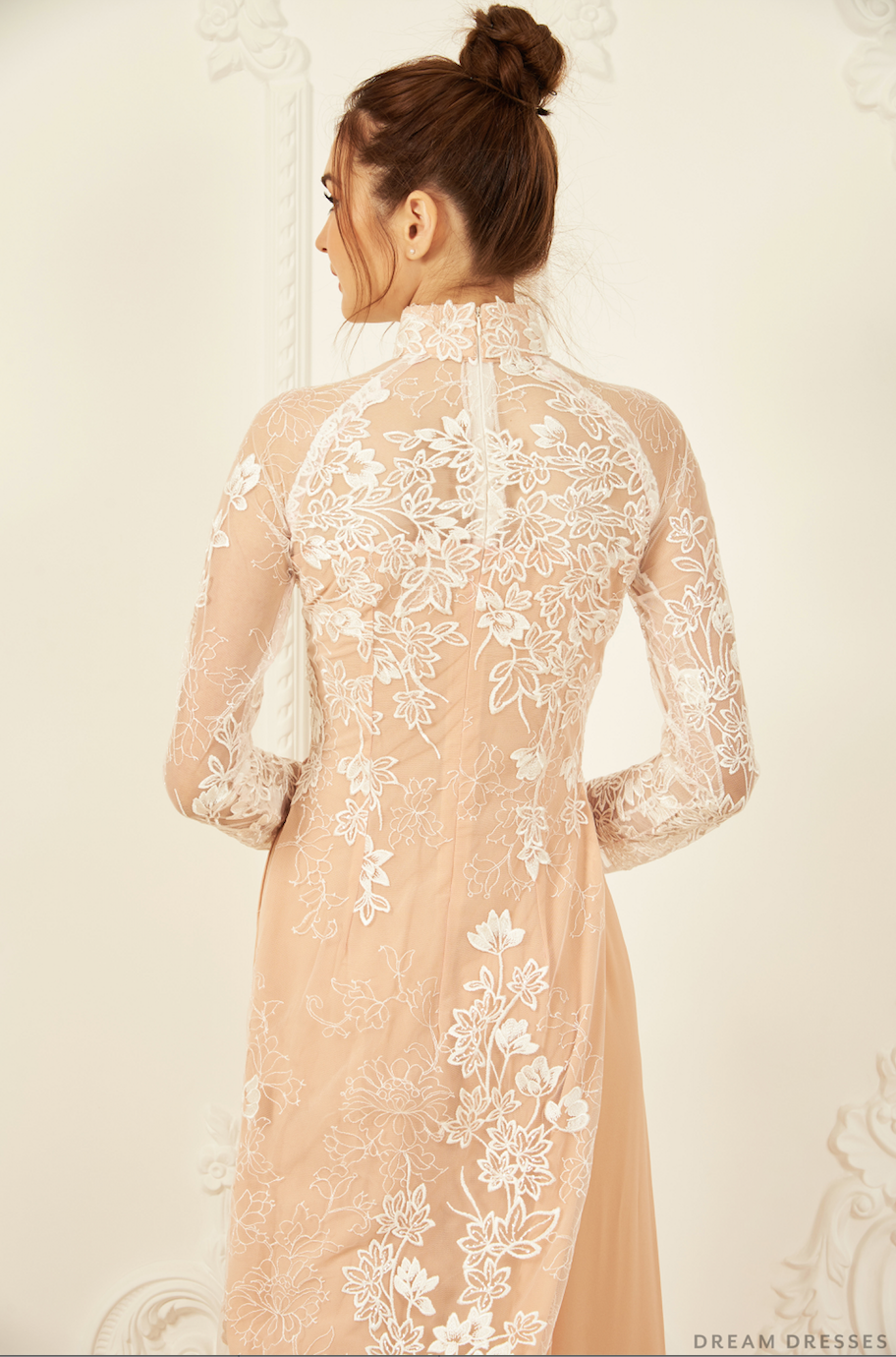 Lace Bridal Ao Dai | Traditional Vietnamese Bridal Dress (#FIA) - Dream Dresses by P.M.N.