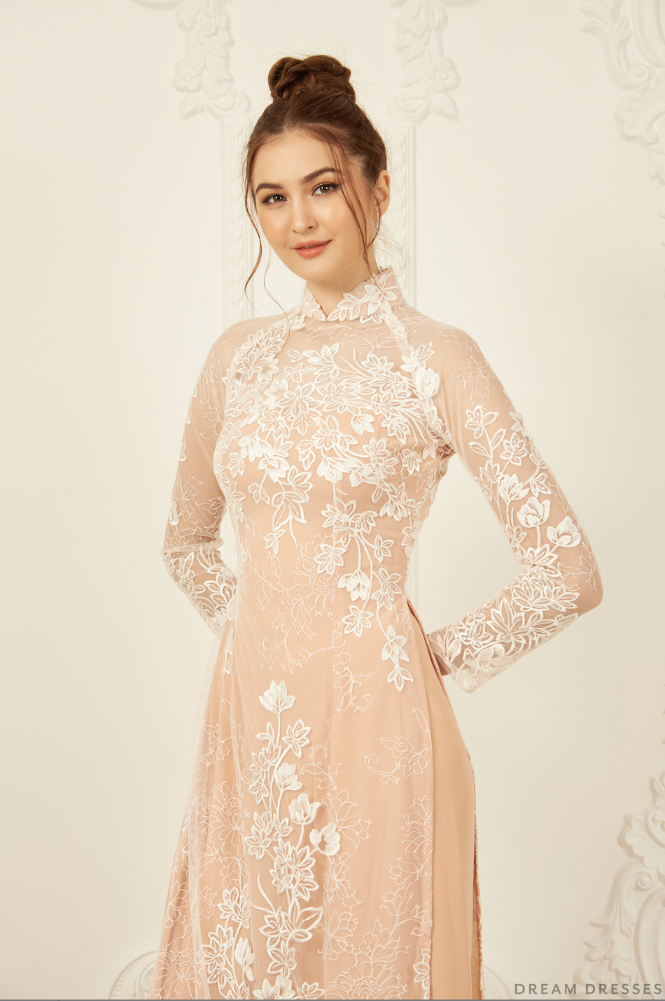 Lace Bridal Ao Dai | Traditional Vietnamese Bridal Dress (#FIA)