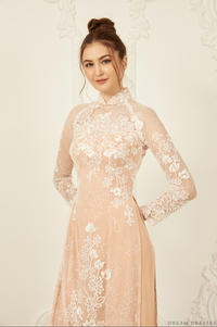 Lace Bridal Ao Dai | Traditional Vietnamese Bridal Dress (#FIA) - Dream Dresses by P.M.N.