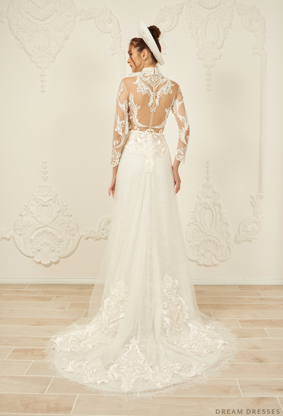 White Bridal Ao Dai | Vietnamese Lace Bridal Dress (#VIVIA) - Dream Dresses by P.M.N.