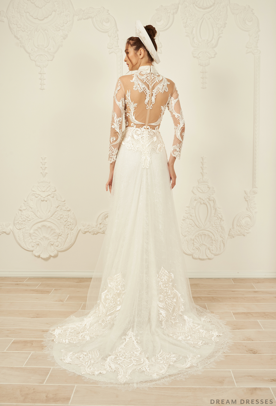 White Bridal Ao Dai | Vietnamese Lace Bridal Dress (#VIVIA) - Dream Dresses by P.M.N.