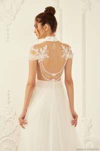 White Bridal Ao Dai | Modern Vietnamese Wedding Dress (#ILIANA) - Dream Dresses by P.M.N.