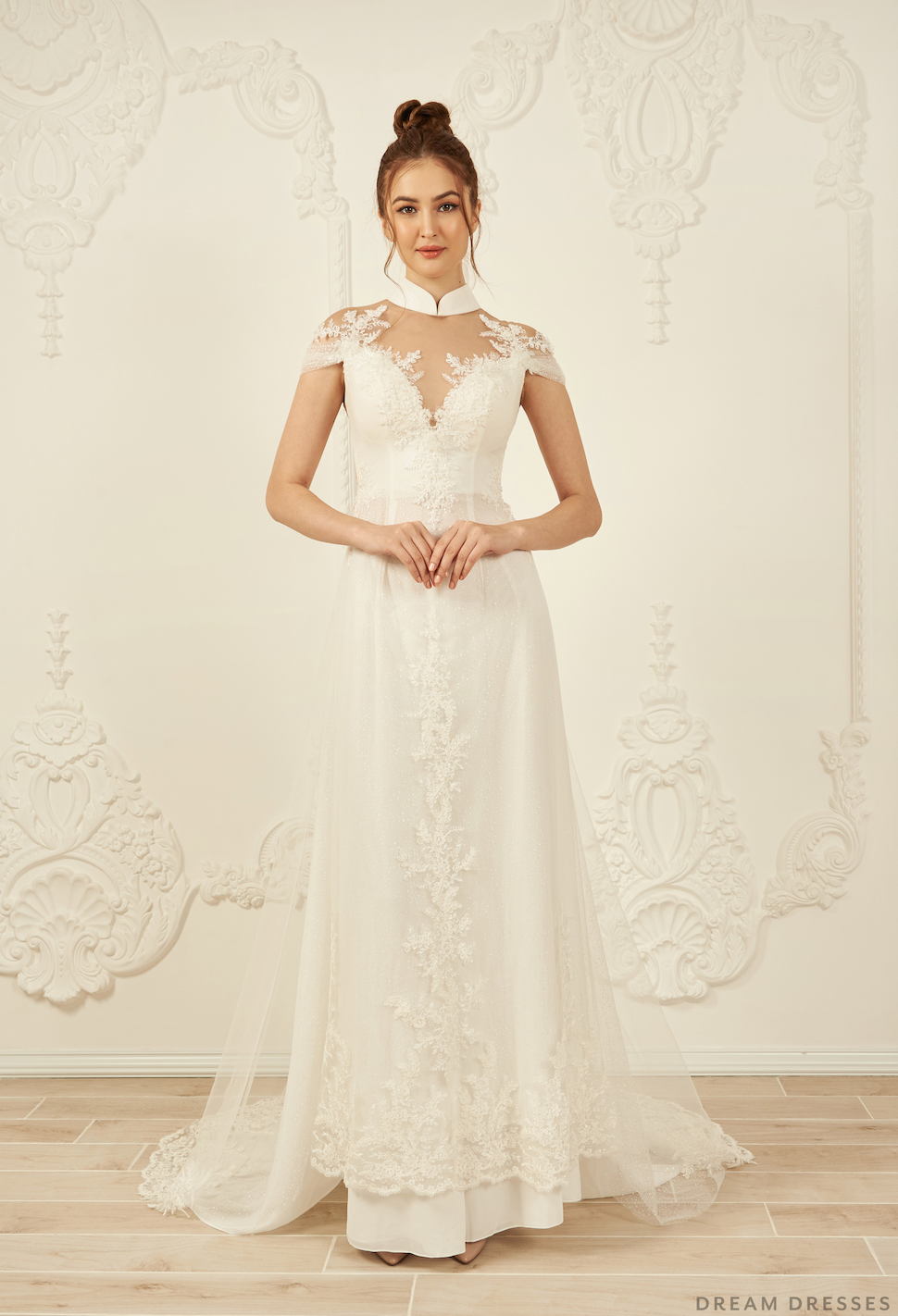 White Bridal Ao Dai | Modern Vietnamese Wedding Dress (#ILIANA)