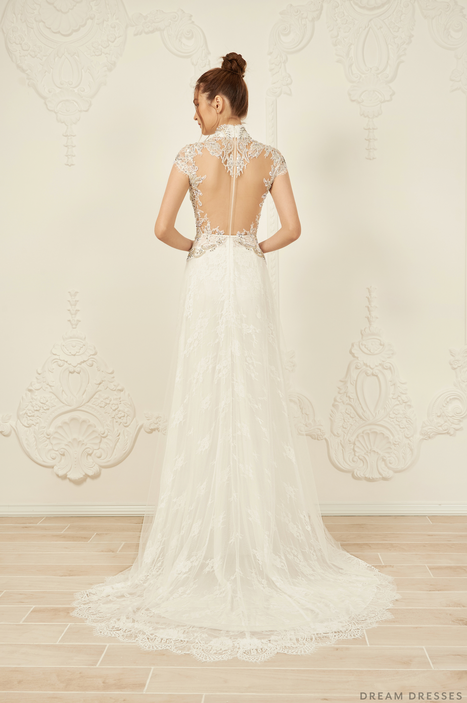 White Bridal Ao Dai | Modern Vietnamese Bridal Dress with Embellishments (#ANTHEA) - Dream Dresses by P.M.N.
