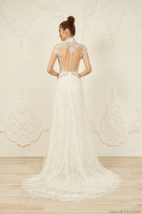 White Bridal Ao Dai | Modern Vietnamese Bridal Dress with Embellishments (#ANTHEA) - Dream Dresses by P.M.N.