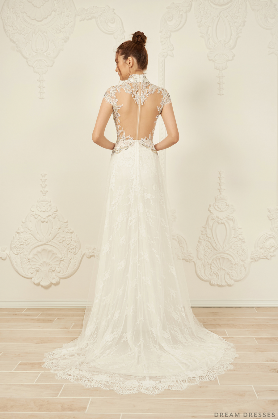 White Bridal Ao Dai | Modern Vietnamese Bridal Dress with Embellishments (#ANTHEA) - Dream Dresses by P.M.N.