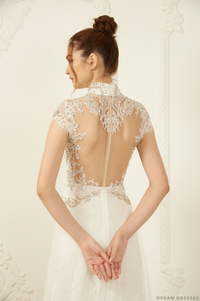 White Bridal Ao Dai | Modern Vietnamese Bridal Dress with Embellishments (#ANTHEA) - Dream Dresses by P.M.N.