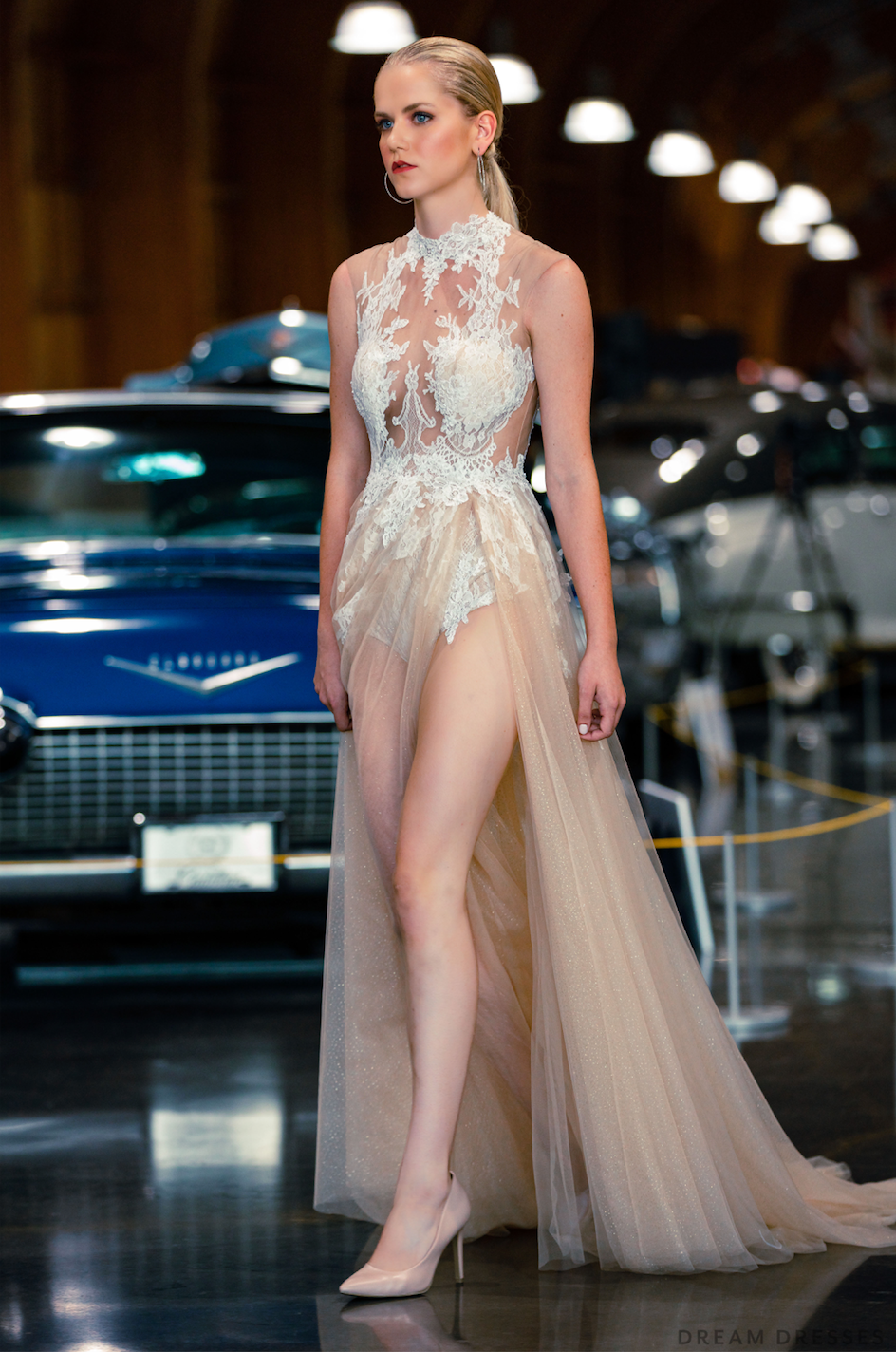 Lace Bridal Bodysuit with Side Slit (#Galina ) - Dream Dresses by P.M.N.
