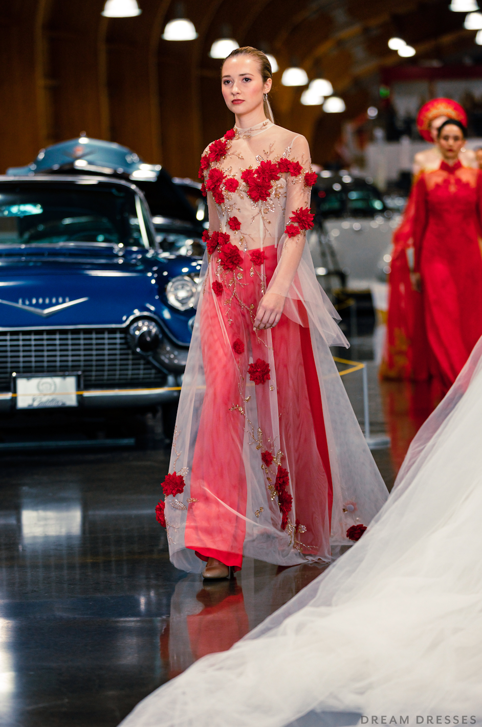 Red Bridal Ao Dai | Vietnamese Bridal Dress with Embellishment (#INA) - Dream Dresses by P.M.N.