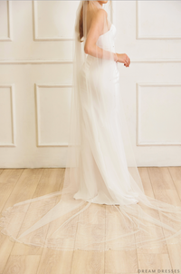 Beaded Scallop Veil with Crystals (#Emely) - Dream Dresses by P.M.N.