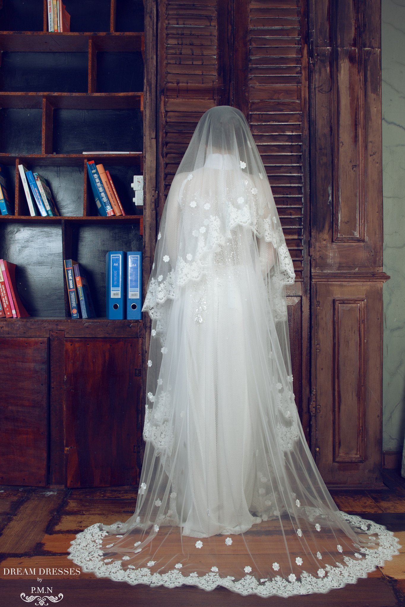 White Bridal Ao Dai | Vietnamese Bridal Dress with Embellishment (#SHERELLE) - Dream Dresses by P.M.N.