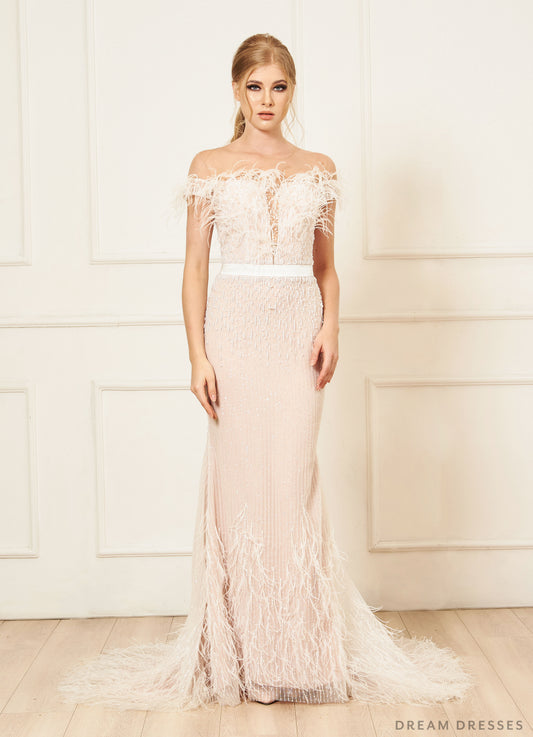 Ostrich Feather Wedding Gown (#Stella) - Dream Dresses by P.M.N.