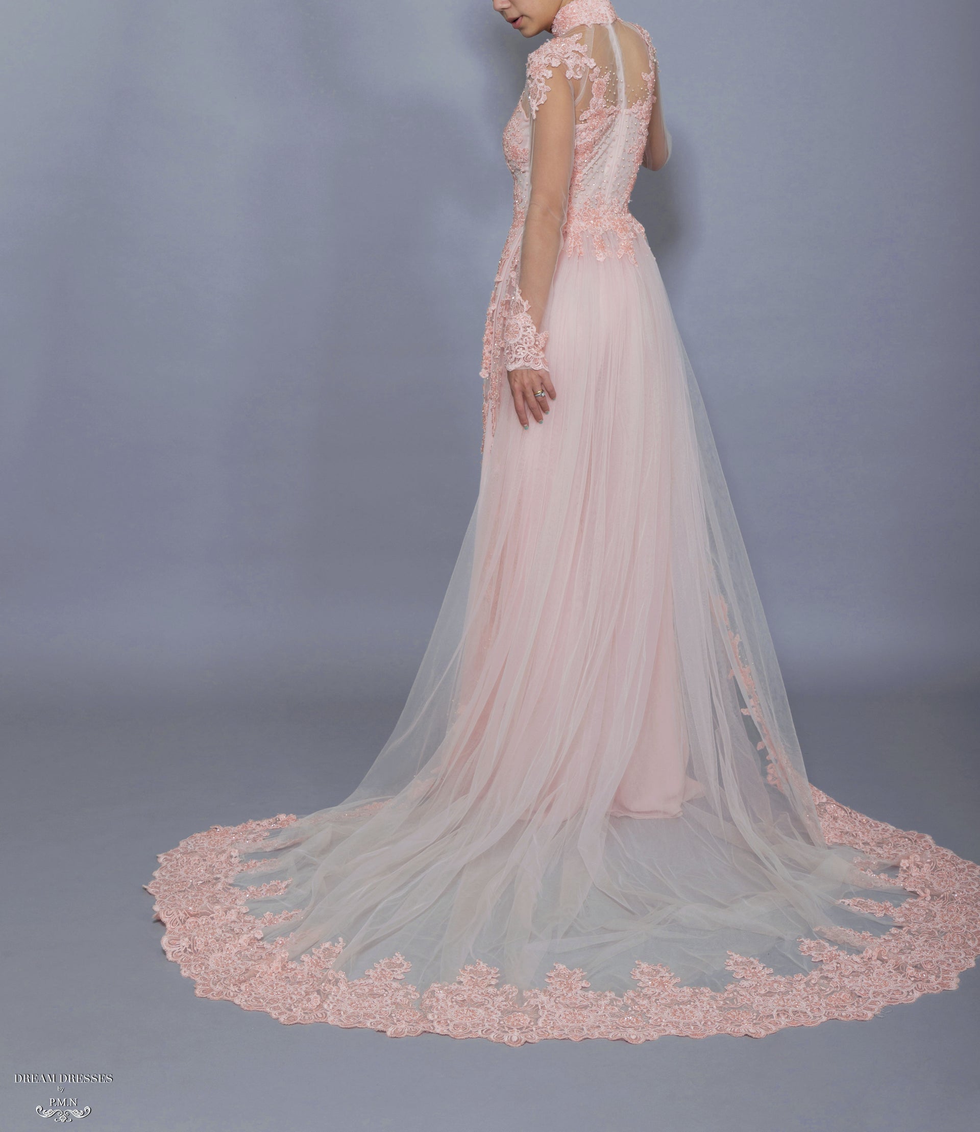 Blush Pink Bridal Ao Dai | Vietnamese Bridal Dress with Embellishment (#TALA) - Dream Dresses by P.M.N.