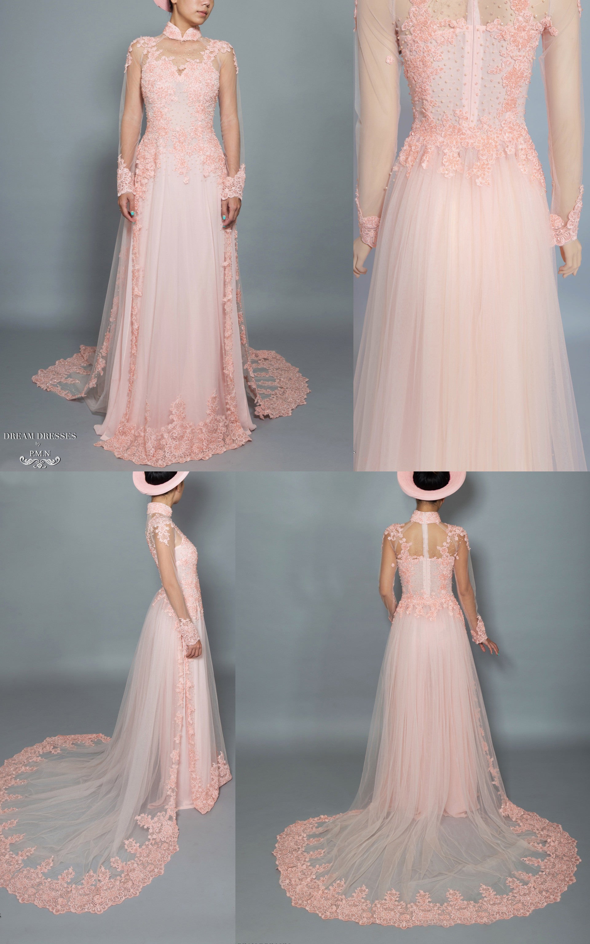 Blush Pink Bridal Ao Dai | Vietnamese Bridal Dress with Embellishment (#TALA) - Dream Dresses by P.M.N.