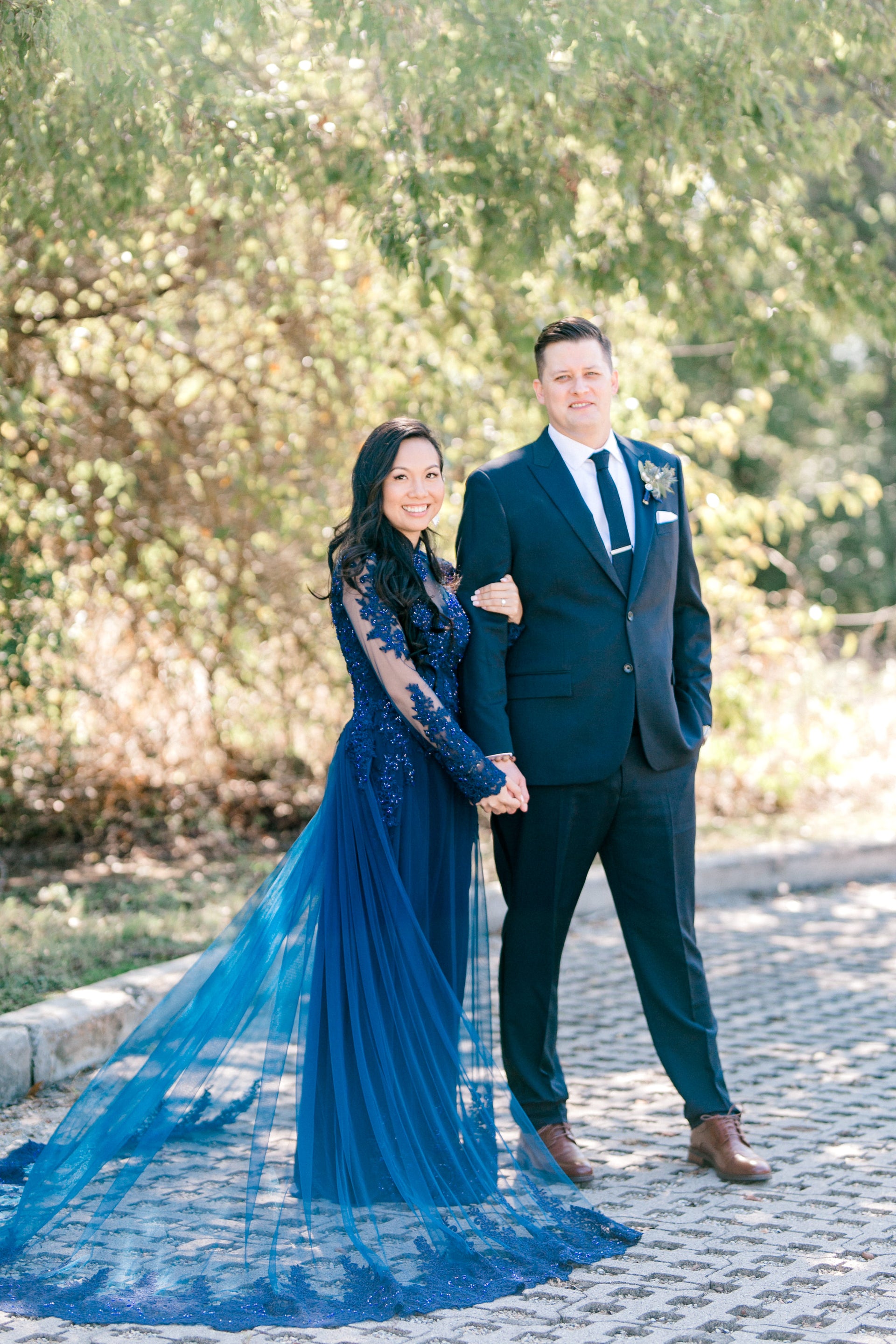 Navy Ao Dai | Vietnamese Lace Bridal Dress (#TERESA) - Dream Dresses by P.M.N.