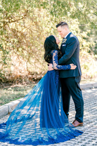 Navy Ao Dai | Vietnamese Lace Bridal Dress (#TERESA) - Dream Dresses by P.M.N.