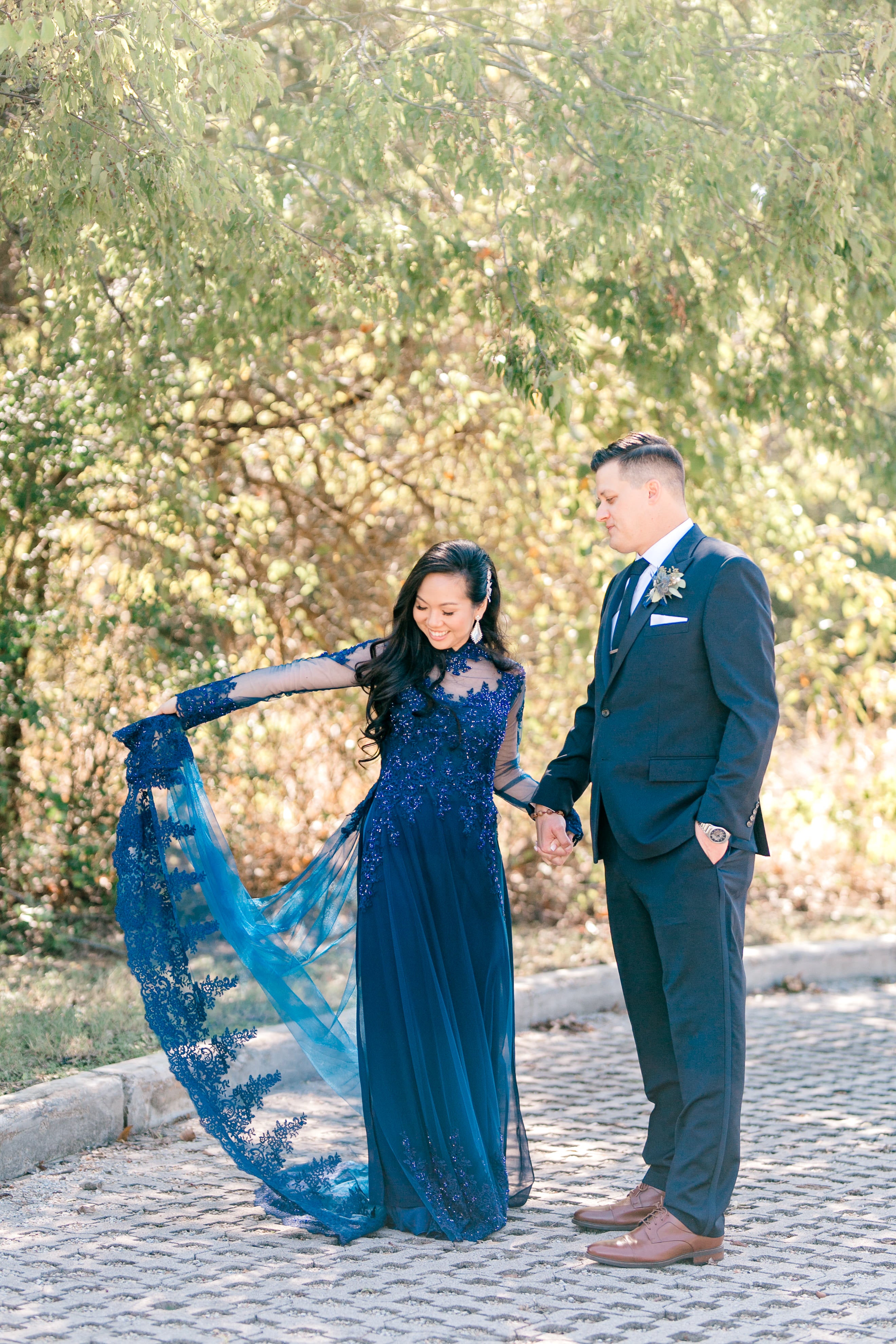 Navy Ao Dai | Vietnamese Lace Bridal Dress (#TERESA)