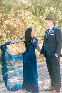 Navy Ao Dai | Vietnamese Lace Bridal Dress (#TERESA) - Dream Dresses by P.M.N.