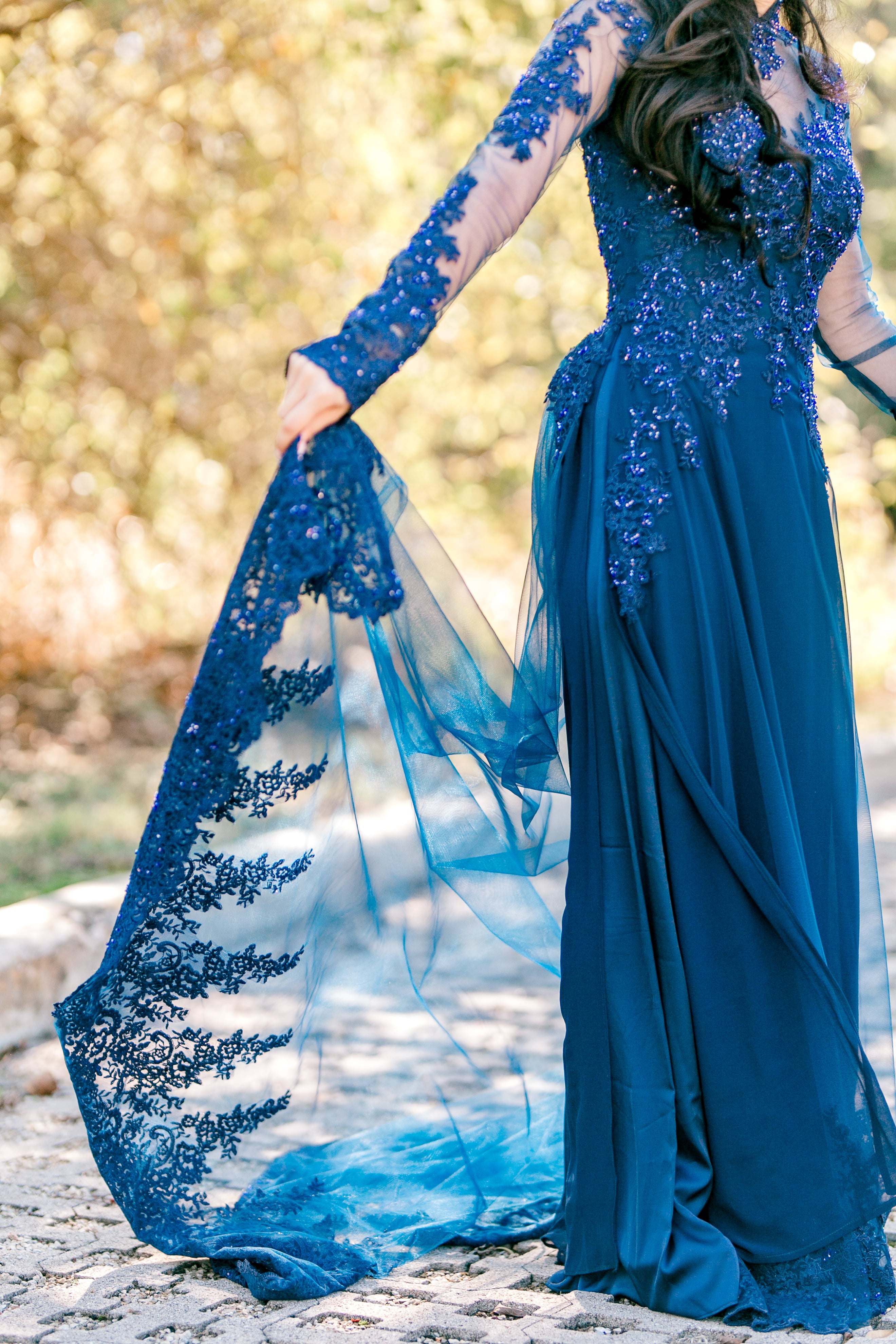 Navy Ao Dai | Vietnamese Lace Bridal Dress (#TERESA)