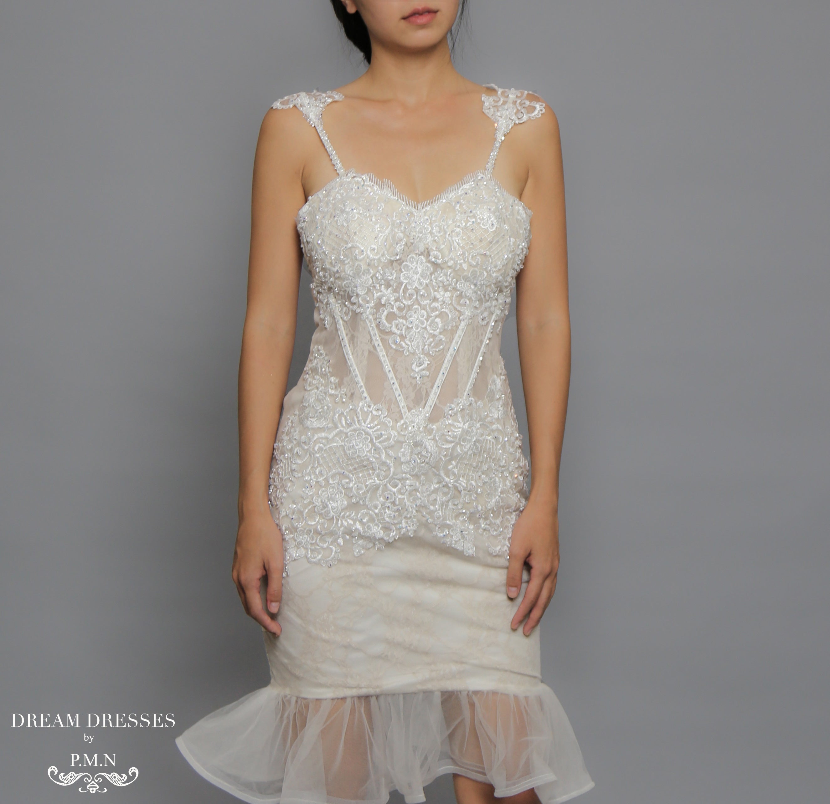 Short Lace Wedding Dress (#Victoria)