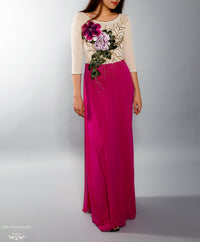 Color Block Modern Ao Dai | Vietnamese Bridal Dress with Embroidery Flowers (#VILLETTA) - Dream Dresses by P.M.N.