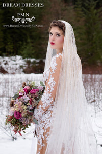 Cathedral Beaded Bridal Veil (#SS16106) - Dream Dresses by P.M.N
 - 2