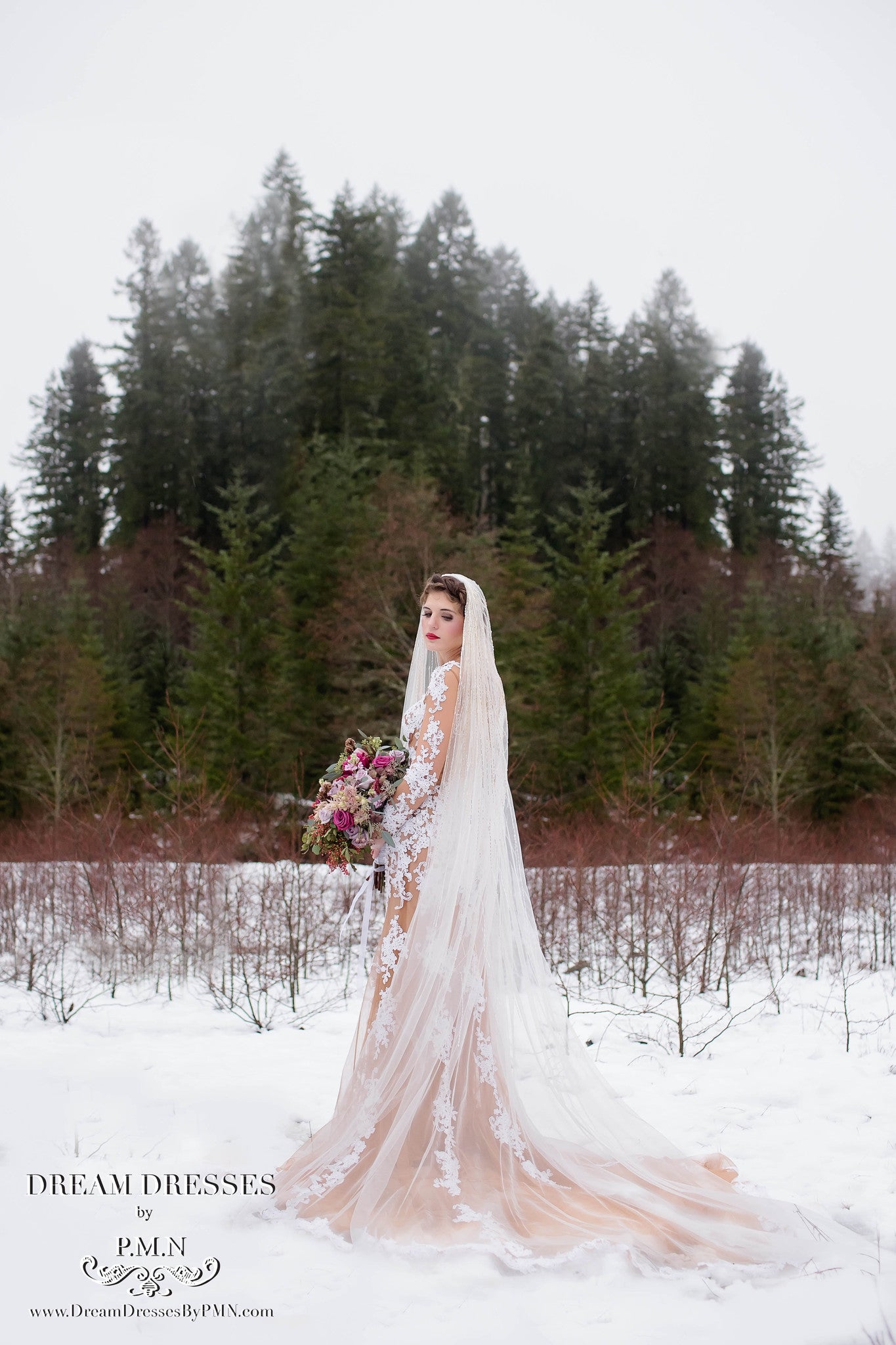 Cathedral Beaded Bridal Veil (#SS16106) - Dream Dresses by P.M.N
 - 1