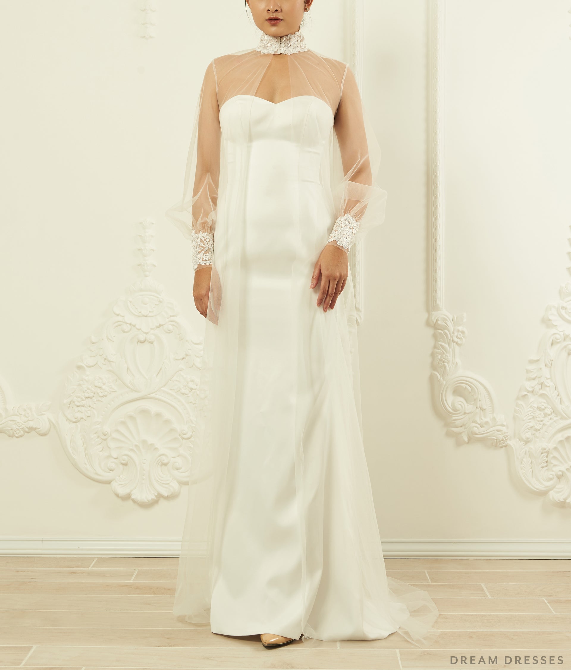Long Sleeve Bridal Cape (#YARA) - Dream Dresses by P.M.N.