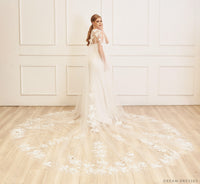 Lace Bridal Cape Veil (#YVES) - Dream Dresses by P.M.N.
