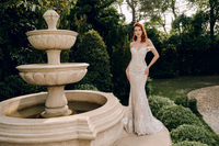 Blush Mermaid Wedding Dress with Removable Overskirt (#BELVA) - Dream Dresses by P.M.N.