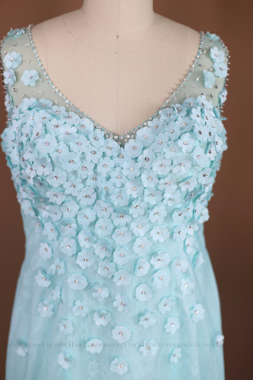Aqua Mermaid Wedding Dress with Illusion Back (#JUDY) - Dream Dresses by P.M.N
 - 6
