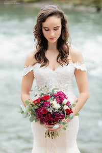 SAMPLE SALE/ Couture Lace Mermaid Wedding Dress With Removable Off Shoulder (#SS16102) - Dream Dresses by P.M.N
 - 5