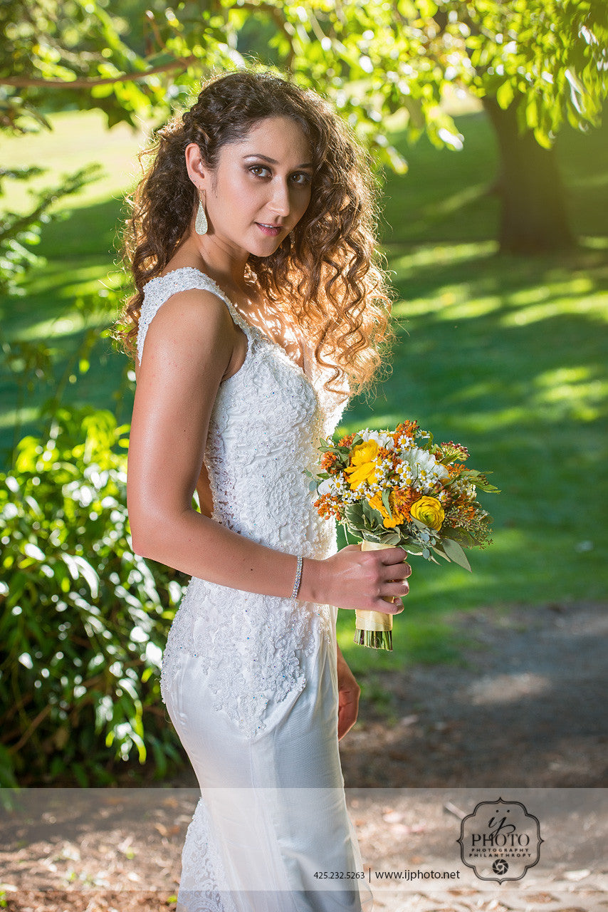 SAMPLE SALE/ Swarovski Beaded Lace Wedding Dress with Keyhole Back (Style #PB1945) - Dream Dresses by P.M.N
 - 3
