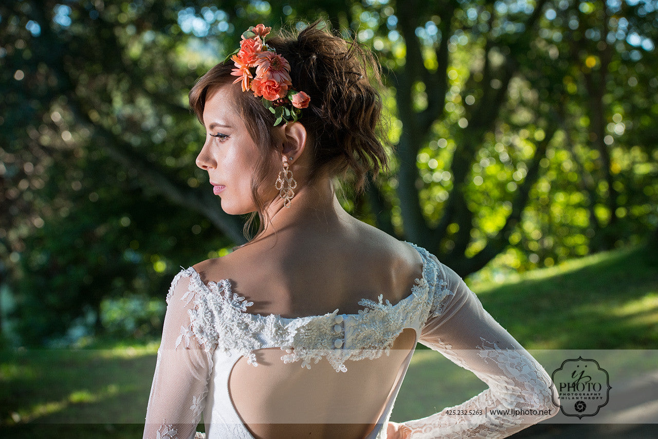 SAMPLE SALE / Long Sleeve Sheath Wedding Dress (Style Anita #PB1934) - Dream Dresses by P.M.N
 - 6