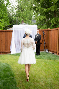 Long Sleeve Short Wedding Dress (#Claudine) - Dream Dresses by P.M.N.