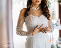 White Bridal Ao Dai | Vietnamese Lace Bridal Dress (#ISABELLE) - Dream Dresses by P.M.N.