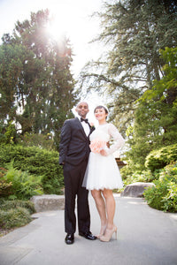 Long Sleeve Short Wedding Dress (#Claudine) - Dream Dresses by P.M.N.
