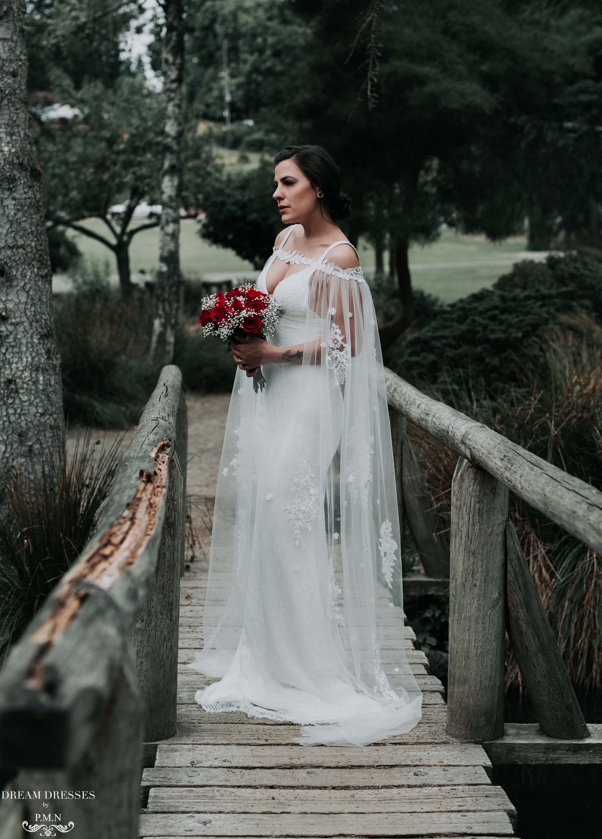 Off The Shoulder Bridal Cape (#SHIVA) - Dream Dresses by P.M.N.