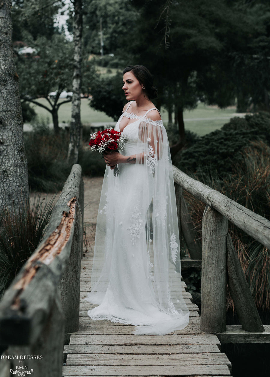 Off The Shoulder Bridal Cape (#SHIVA) - Dream Dresses by P.M.N.